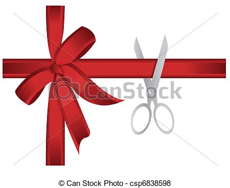 ... scissors cutting red ribbon illustration concept
