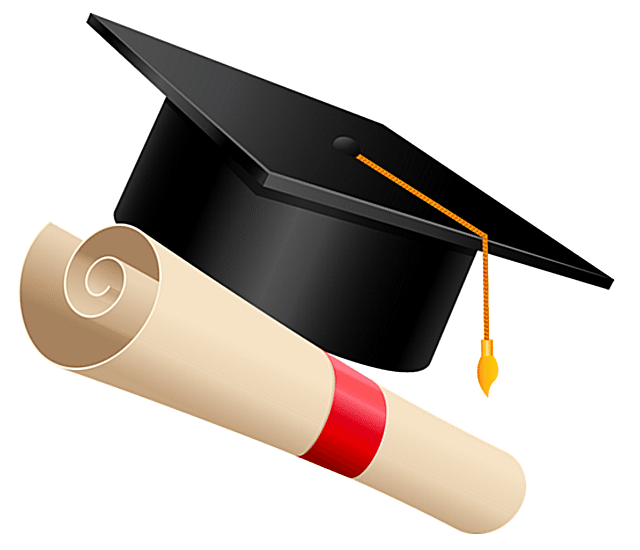 Screenshot of graduation clip art of a cap and diploma