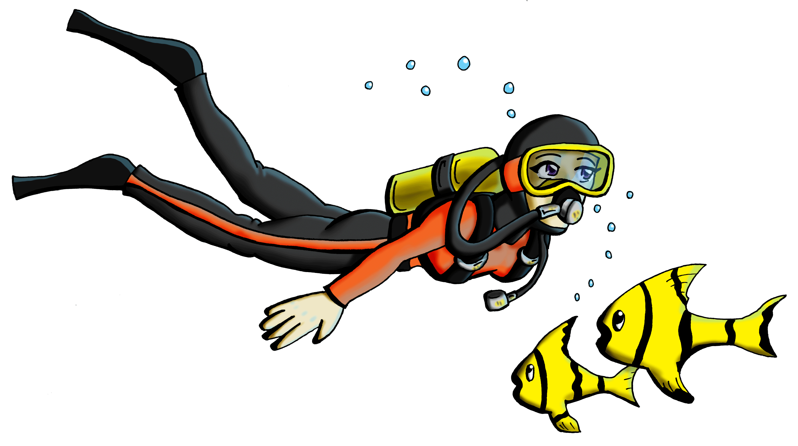 Scuba Diver With Fish And Bubbles By Trice01 On Deviantart