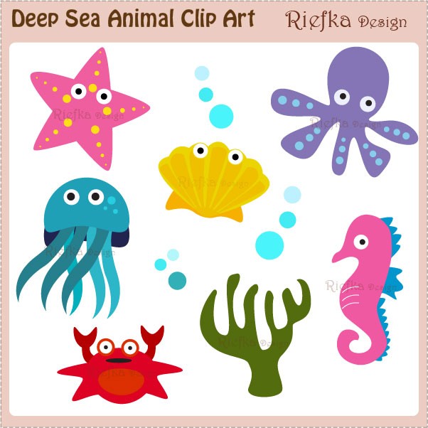 Sea Animal Art. Deep cliparts