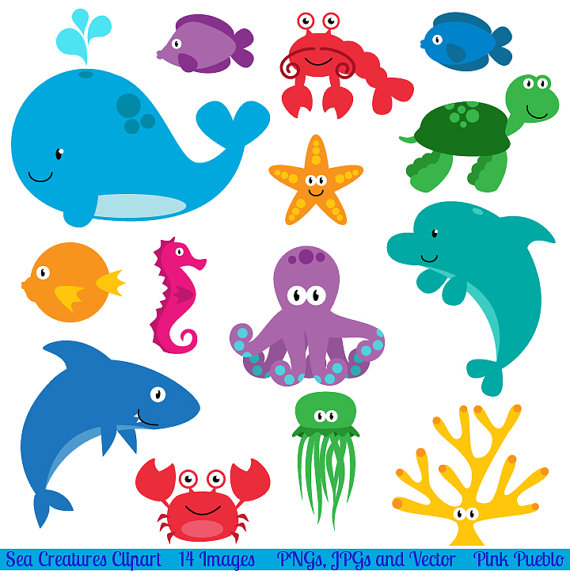 Sea Animals Clip Art Clipart  - Ocean Animal Clip Art