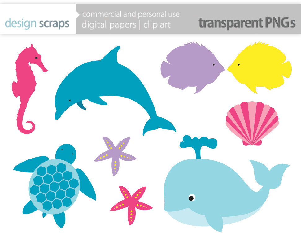 Sea Creatures Clip Art - Unde - Sea Life Clipart