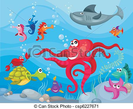 ... sea life - vector illustr - Sea Life Clipart