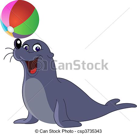 Sea Lion Clipart Vectorby fxmdk732/126; Sea lion - Happy seal with a colored ball