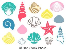 ... Sea shells - Set of various colorful sea shells and starfish.