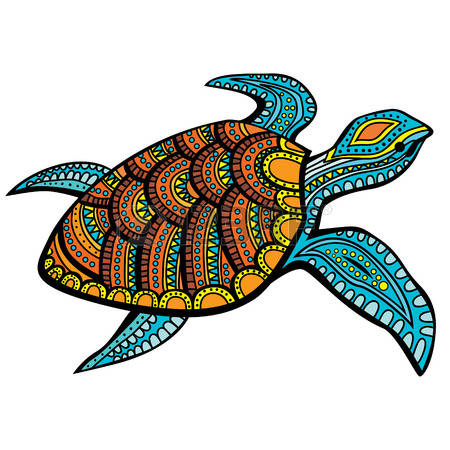 Stylized turtle. Hand Drawn doodle vector illustration.