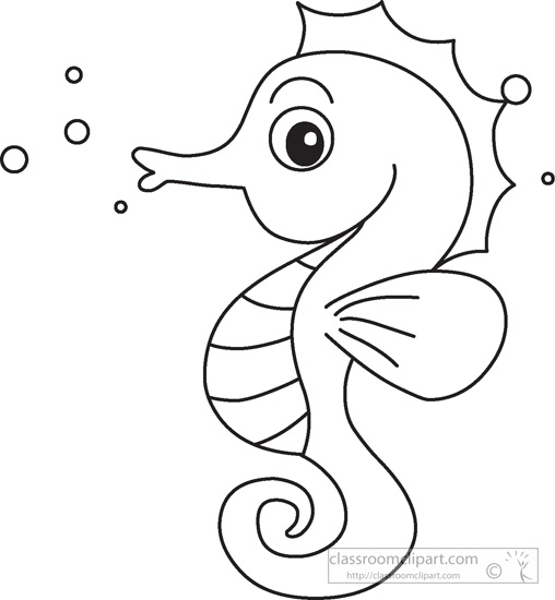 Seahorse black and white clipart