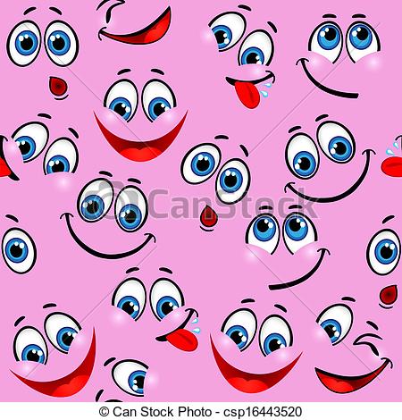 Seamless pattern - funny faces .