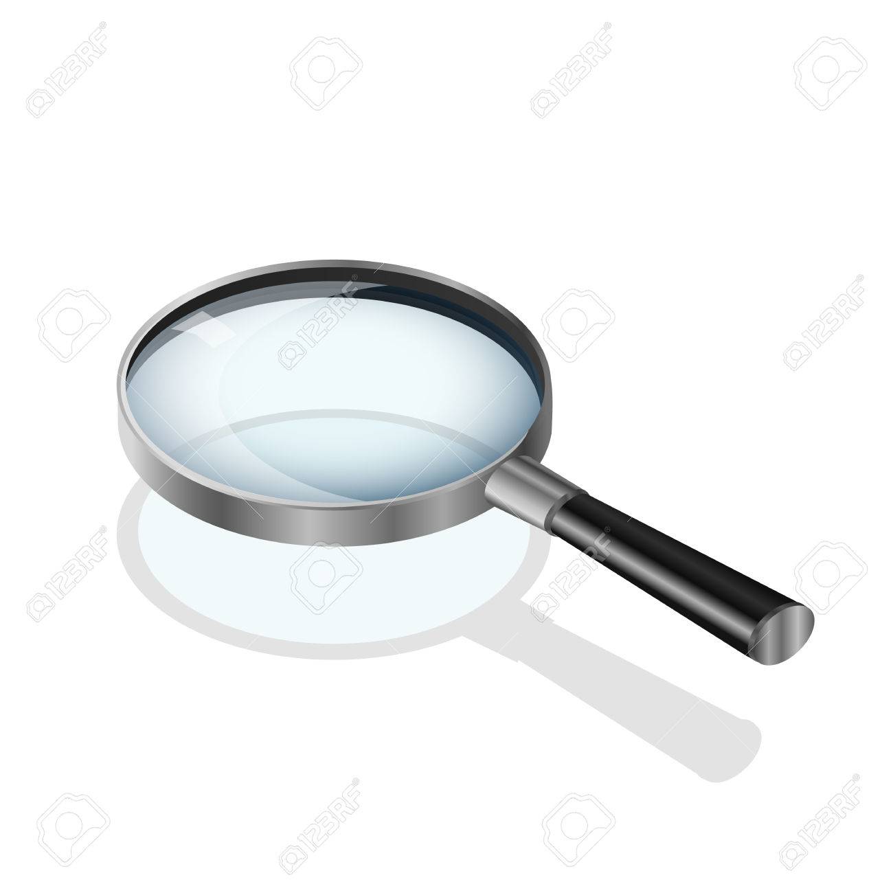 Icon transparent realistic magnifying glass on white background. The design  for the search button,