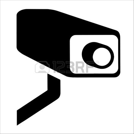 security camera: White Surveillance Camera CCTV Warning Sign