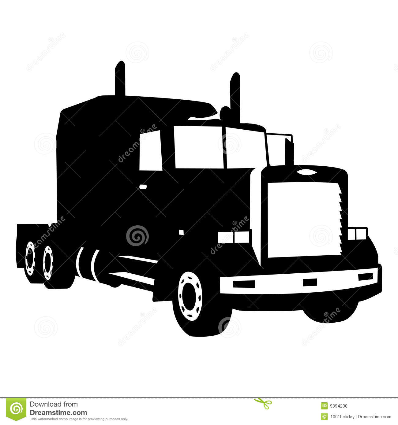 Semi Truck Silhouette Clipart .