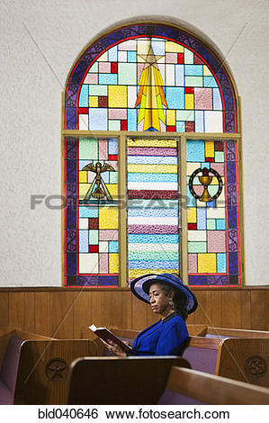 Senior African American woman in church