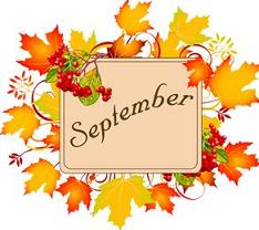 September with Autumn Leaves - September Free Clip Art