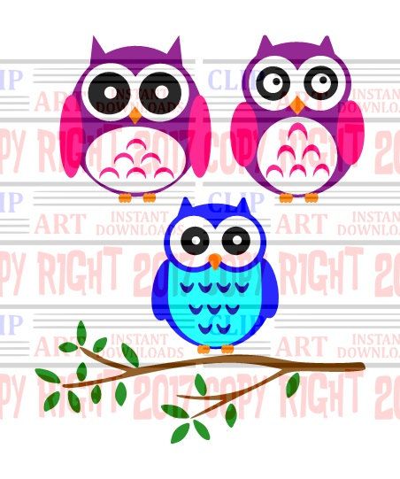 Set of 3 owl clipart owl clip art cute owls by DavesDigitalArt