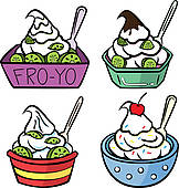... set of colored yogurt