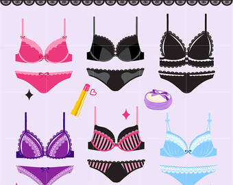 Sexy Lingerie Digital Vector Clip art / Sexy Bra Set Clipart Design Illustration / Bachelorette Party, Girls Night, Women Party, Hens Night