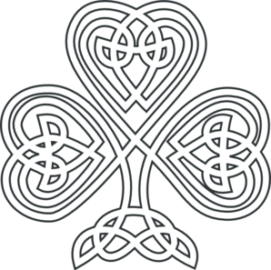 Shamrock Knotwork White Clip  - Celtic Clip Art