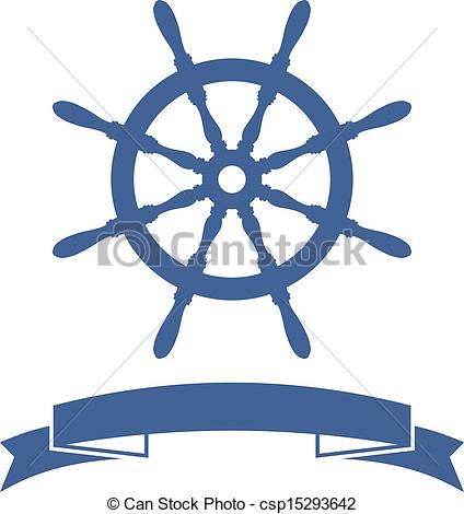 ... Ship Wheel Banner isolated on white background. Vector.