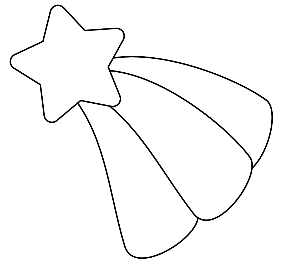 Shooting Star Clip Art Outlin - Star Outline Clip Art