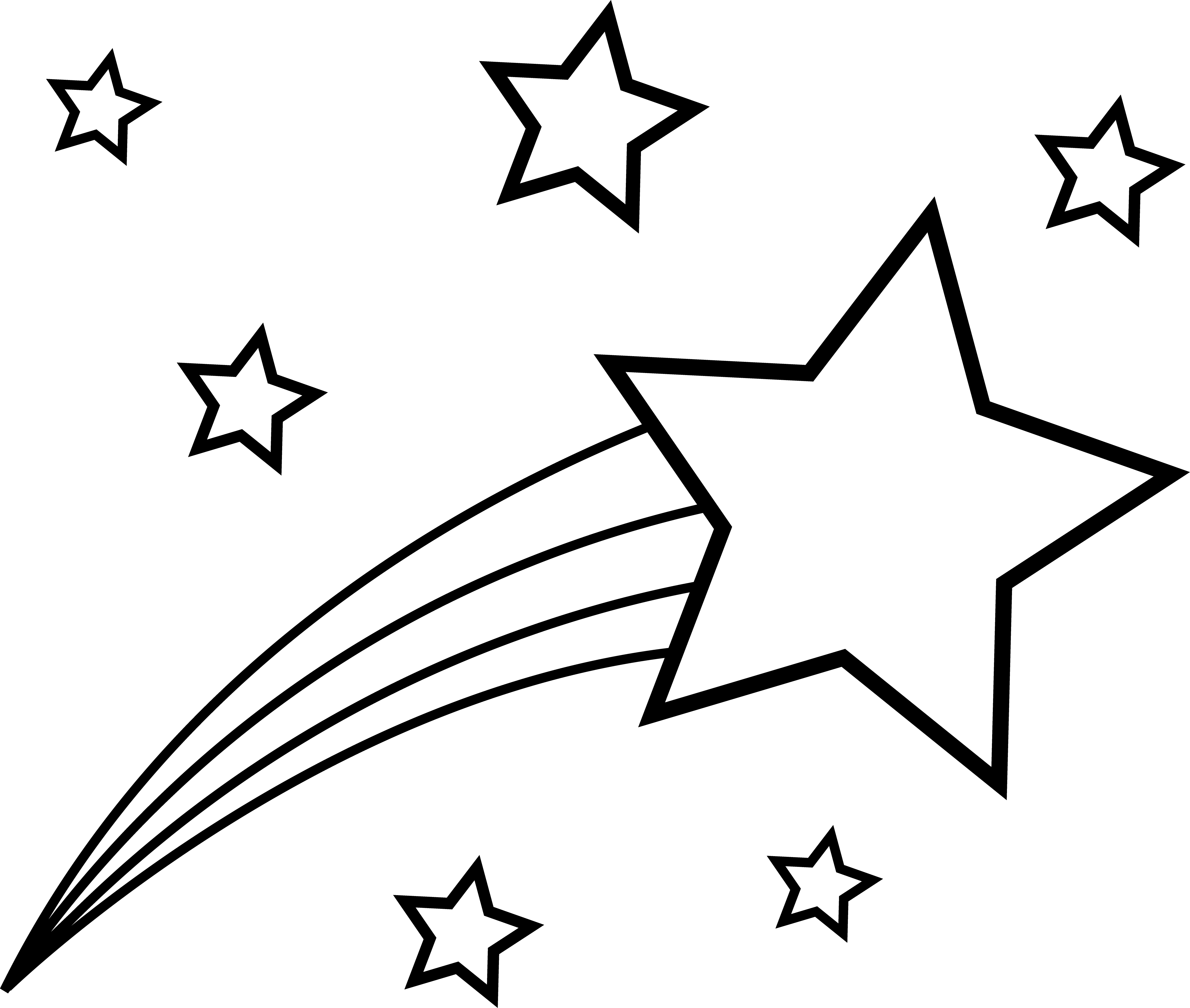 Shooting Star Clipart on . - Stars Clipart Black And White