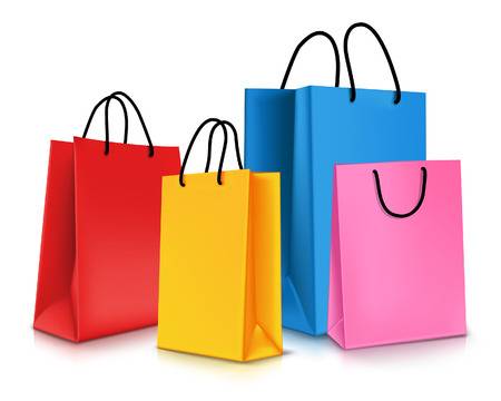 Set of Colorful Empty Shopping Bags Isolated. Vector Illustration