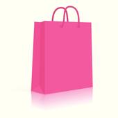 Shopping bag sketch; Blank Paper Shopping Bag With Rope Handles. Pink.  Vector