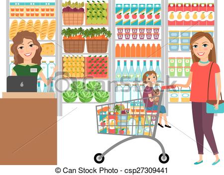 shopping in grocery store - Grocery Store Clip Art