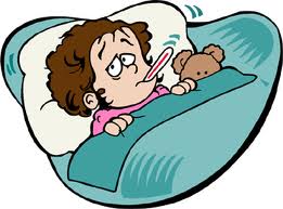 Boy sick in bed clipart