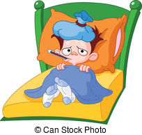... Sick kid lying in bed Sic - Sick Clip Art