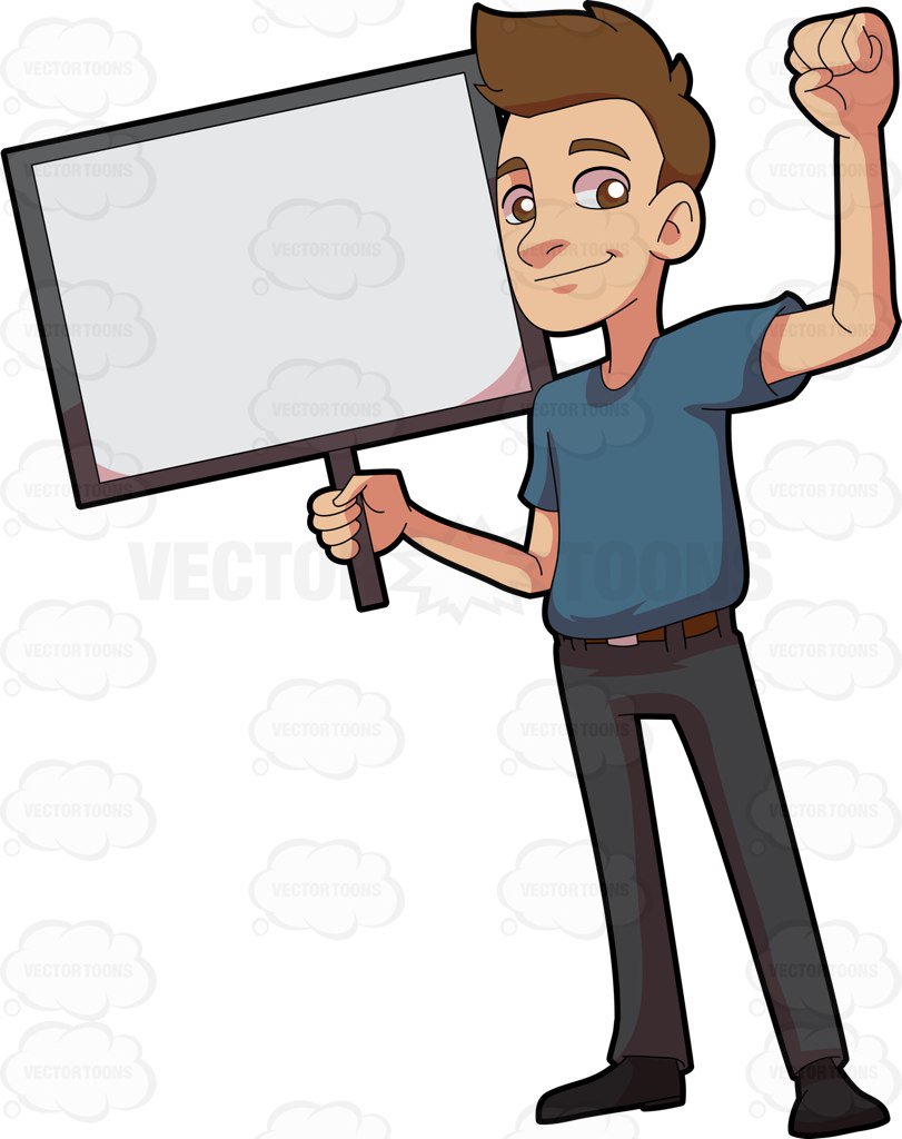 An encouraging man with a sig - Signboard Clipart
