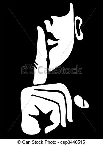 Gesture with finger on lips - Silence Clipart