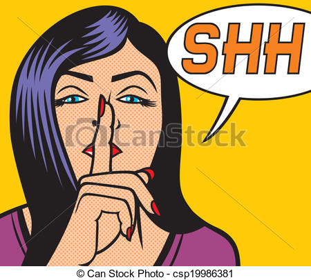 woman with silence sign pop art - csp19986381