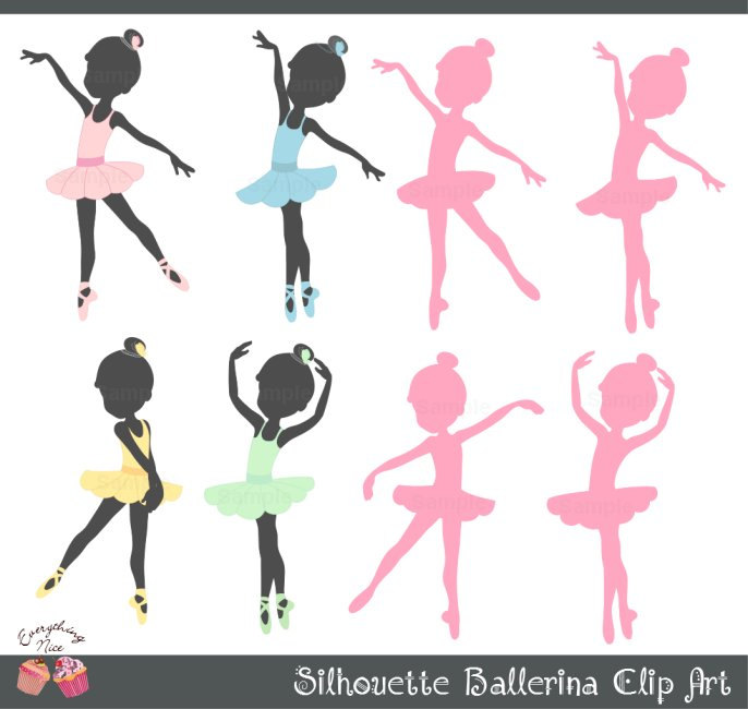 Silhouette Ballerinas Clip Art Set