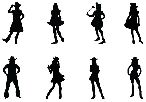 Clipart - Cowgirl Silhouettes