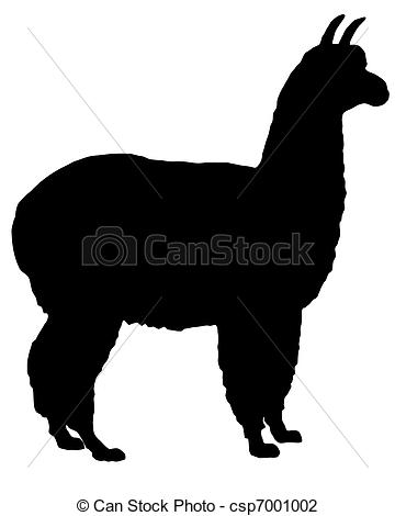 Silhouette of alpaca Silhouet - Alpaca Clip Art