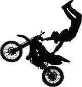 Silhouette Of Motorcycle Rider Performing Trick Stock Illustration