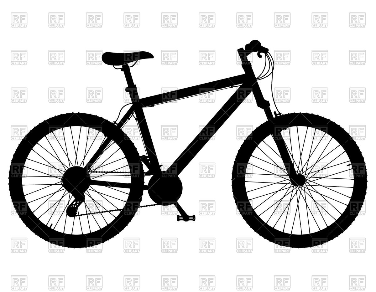 Silhouette of mountain bike w - Mountain Bike Clip Art