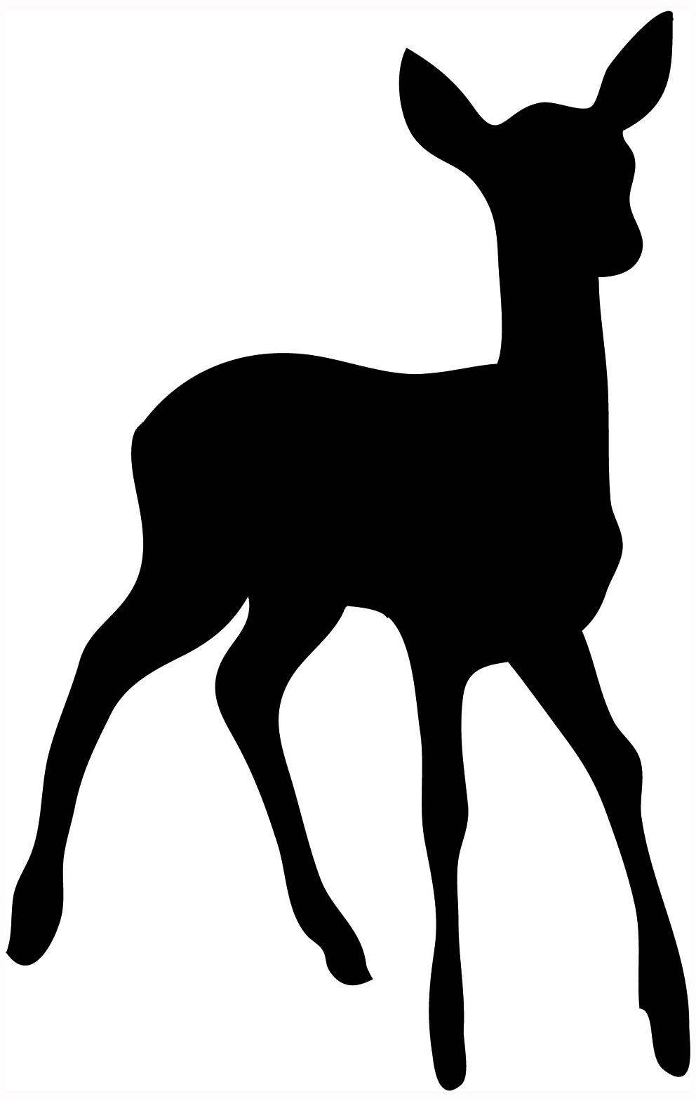 silhouette of stag, silhouette of young deer