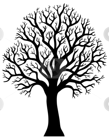 Silhouette of tree without . - Tree Without Leaves Clipart