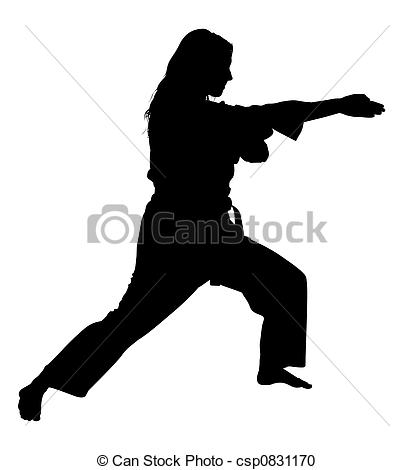 ... Silhouette With Clipping Path of Martial Arts Woman -.