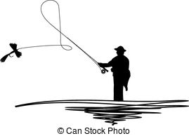 ... Silhouetted man casting f - Fly Fishing Clip Art