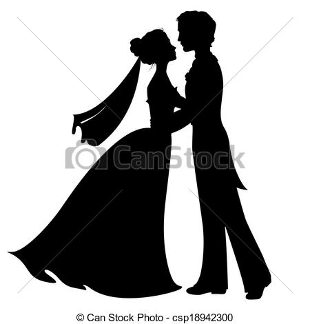 ... Silhouettes of bride and groom