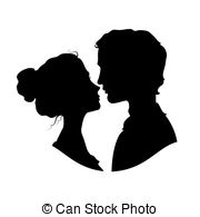 ... Silhouettes of loving couple. Black against white background Silhouettes of loving couple Clipartby ...