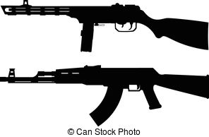 ... silhouettes of soviet machine guns. vector illustration
