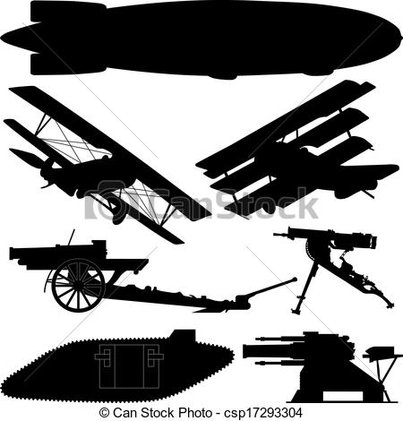 ... Silhouettes of weapons from World War I (Great War)
