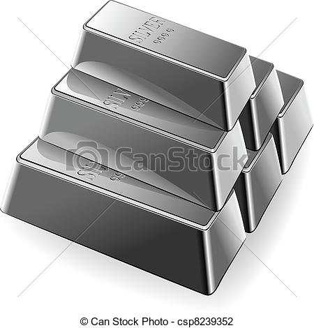 Vector Set Of Silver Bars - Silver Clipart
