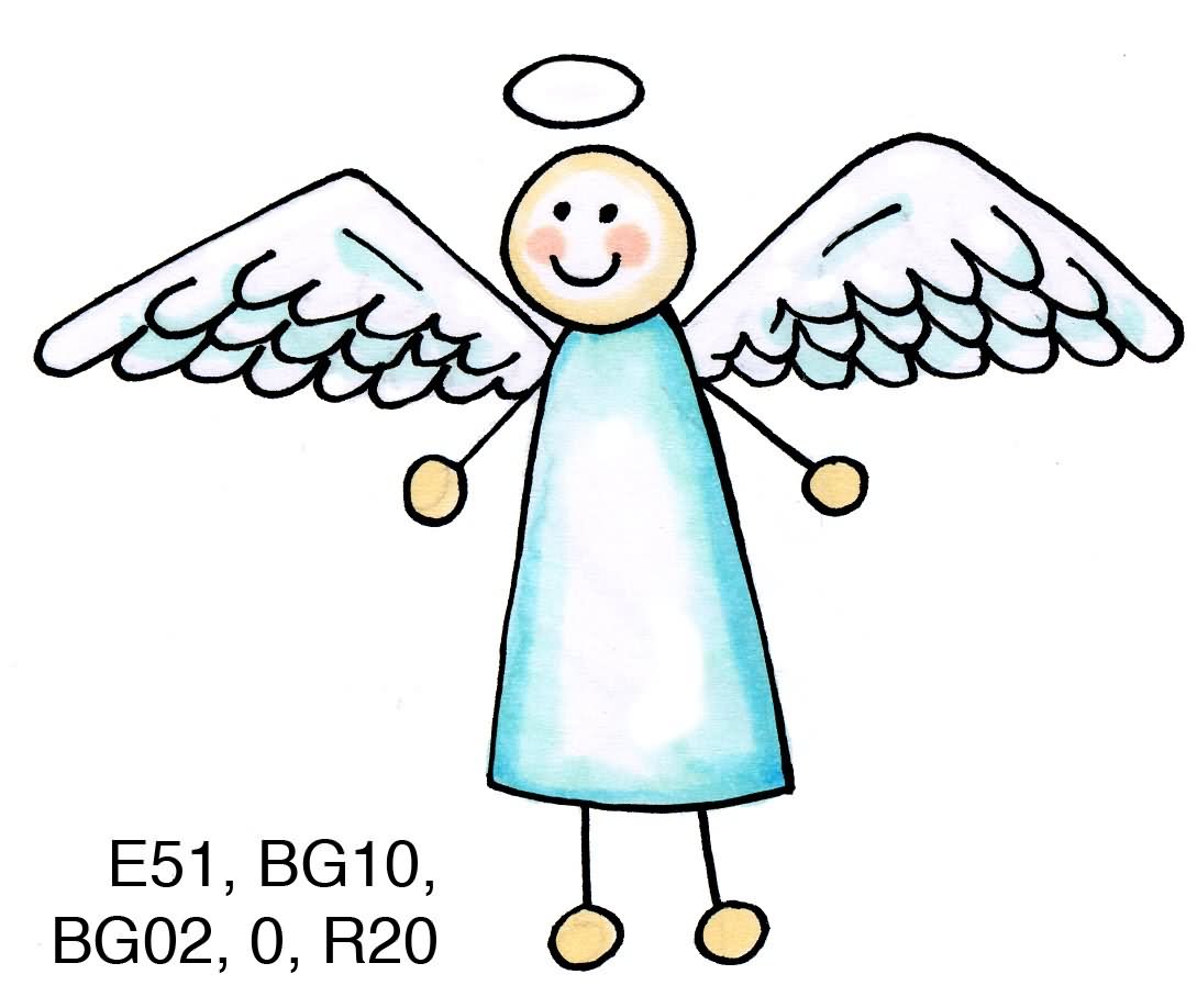 Simple Angel Outline Clipart Graphic