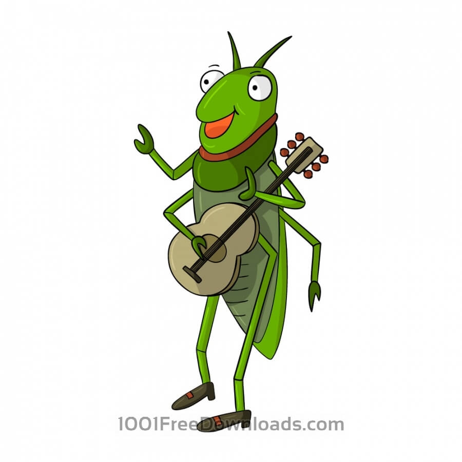 Singing cricket insect clipart .
