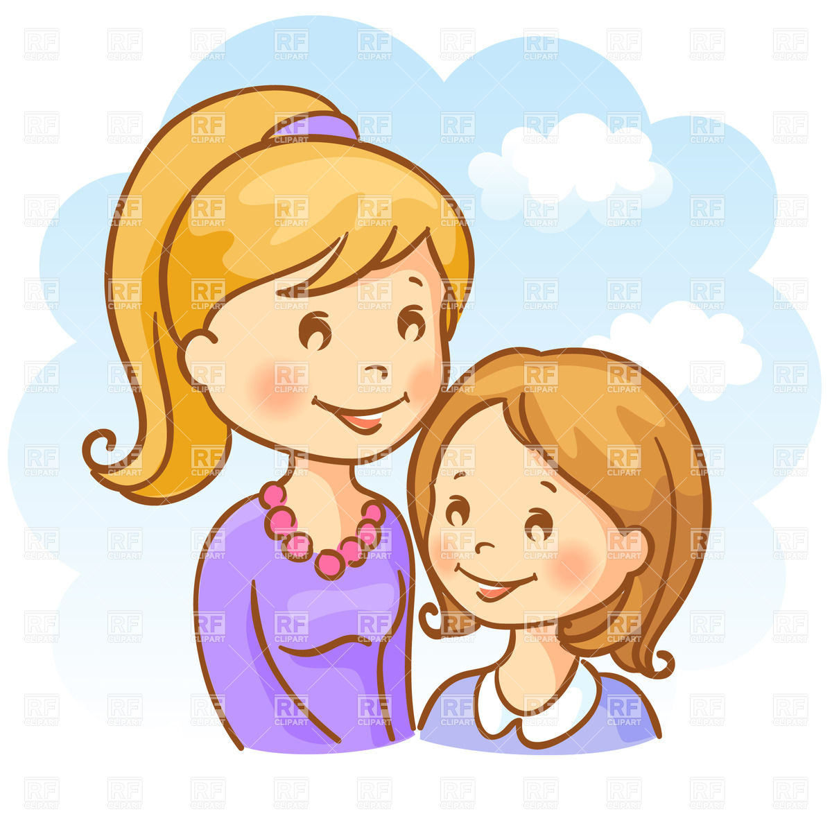 Sisters Junior And Elder Download Royalty Free Vector Clipart Eps