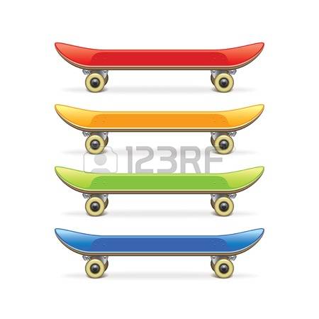 Skateboard set isolated on white photo-realistic vector illustration